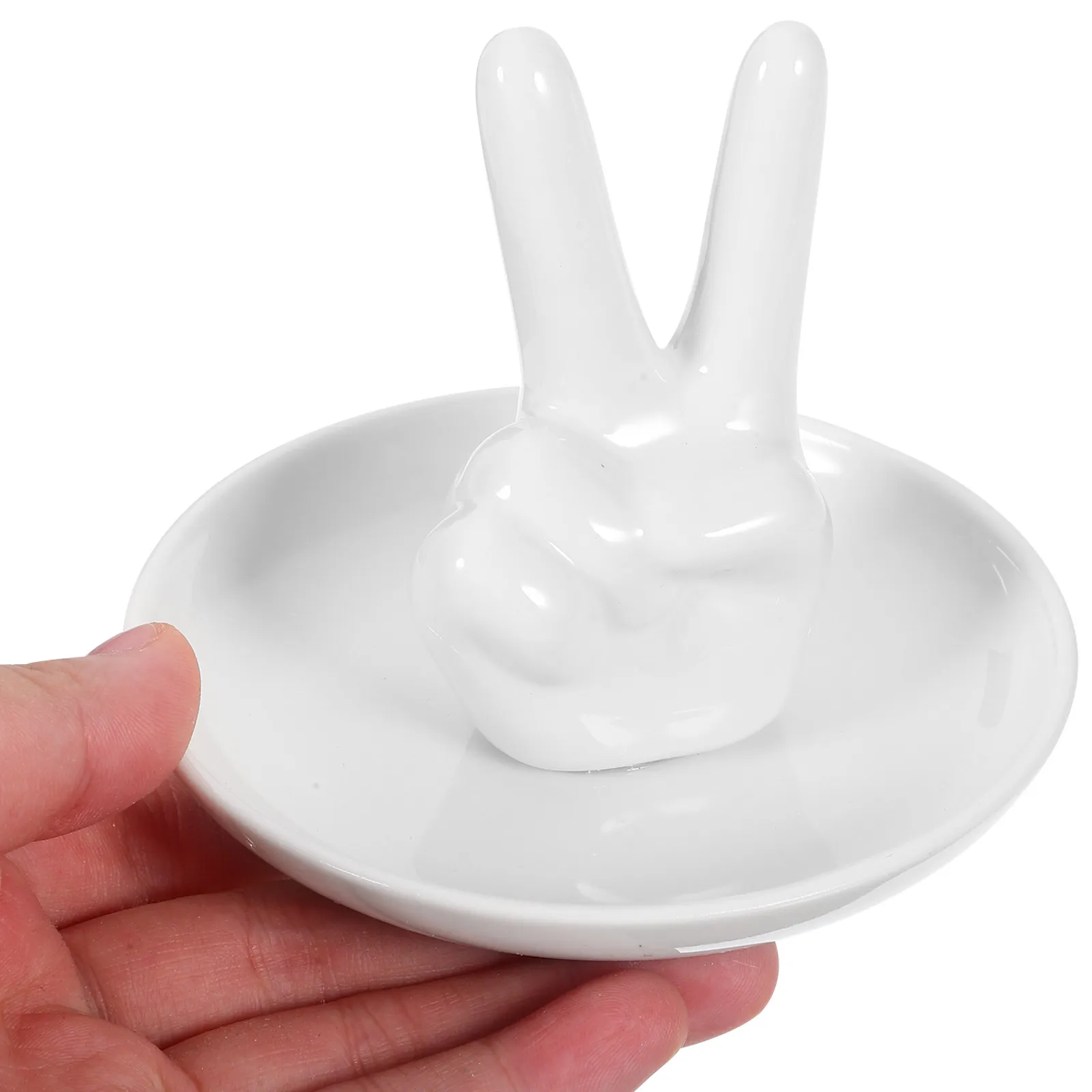 

Ceramic Gesture Ring Tray Unique Jewelry Display Storage Dish for Desktop Decorative Trinket Organizer Home Accessory Holder