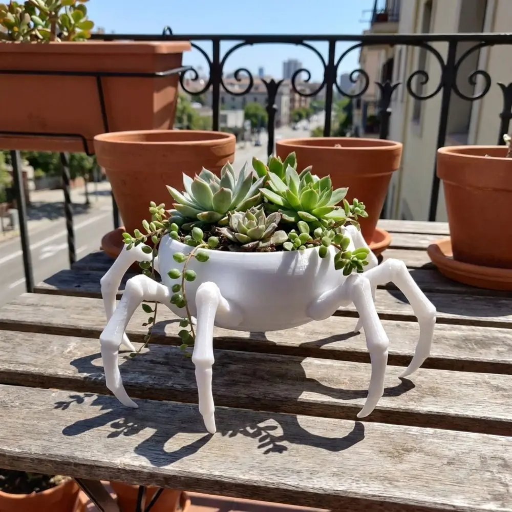 3D Printed Spider Shaped Planter Gothic Style Novelty Entrance Storage Box Plastic Multi-functional Succulent Planter Home Decor