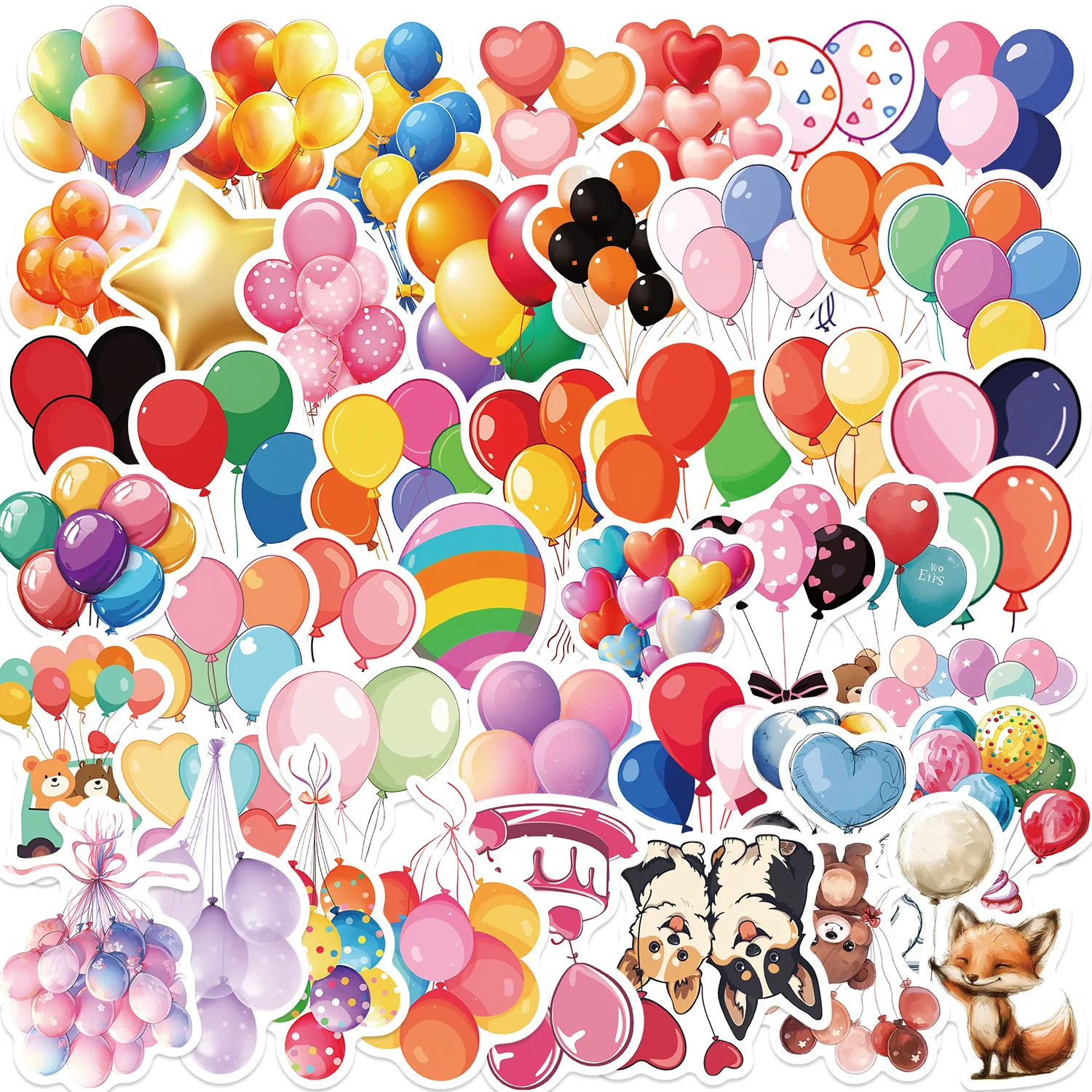 50-100PCS Festival Balloon Graffiti Stickers DIY Phone Notebook Water Bottles Decoration Waterproof Stickers