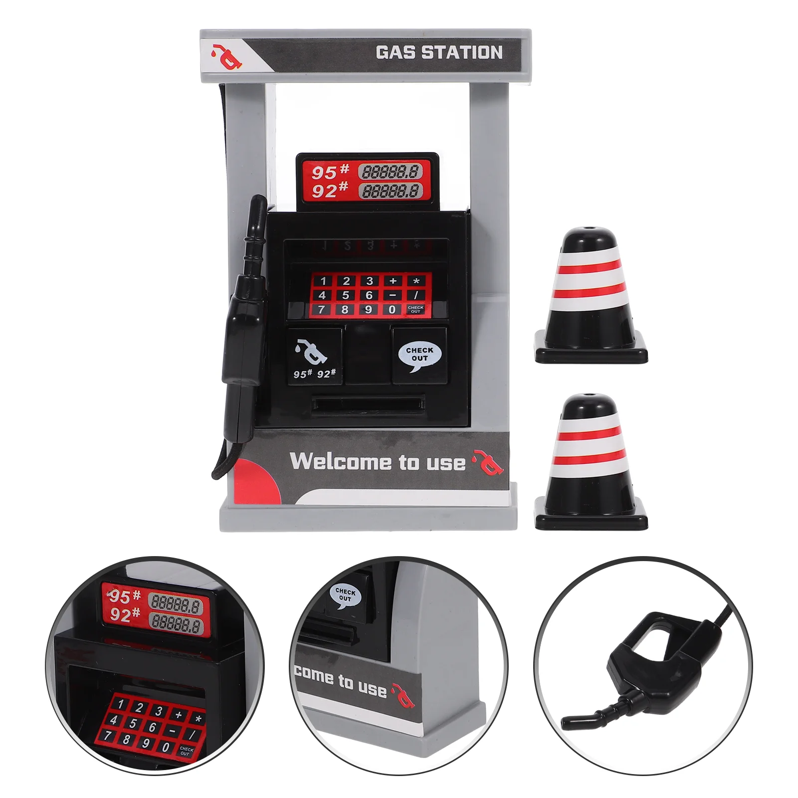 Tiny Air Pump Play House Simulation Gas Station Plus 2 Roadblocks Children's Toys Boy Model Kids DIY Plaything Car