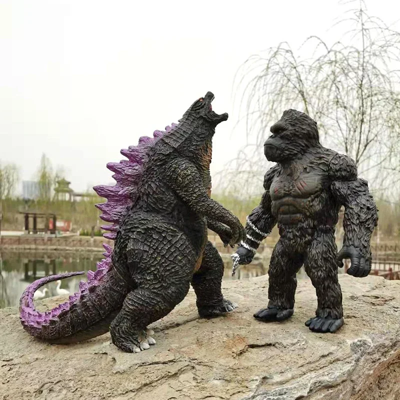 2024 New Godzilla VS King Kong Action Anime Figurie Large Godzilla King Ghidorah Soft Glue Monster Doll Model Ornaments Toys
