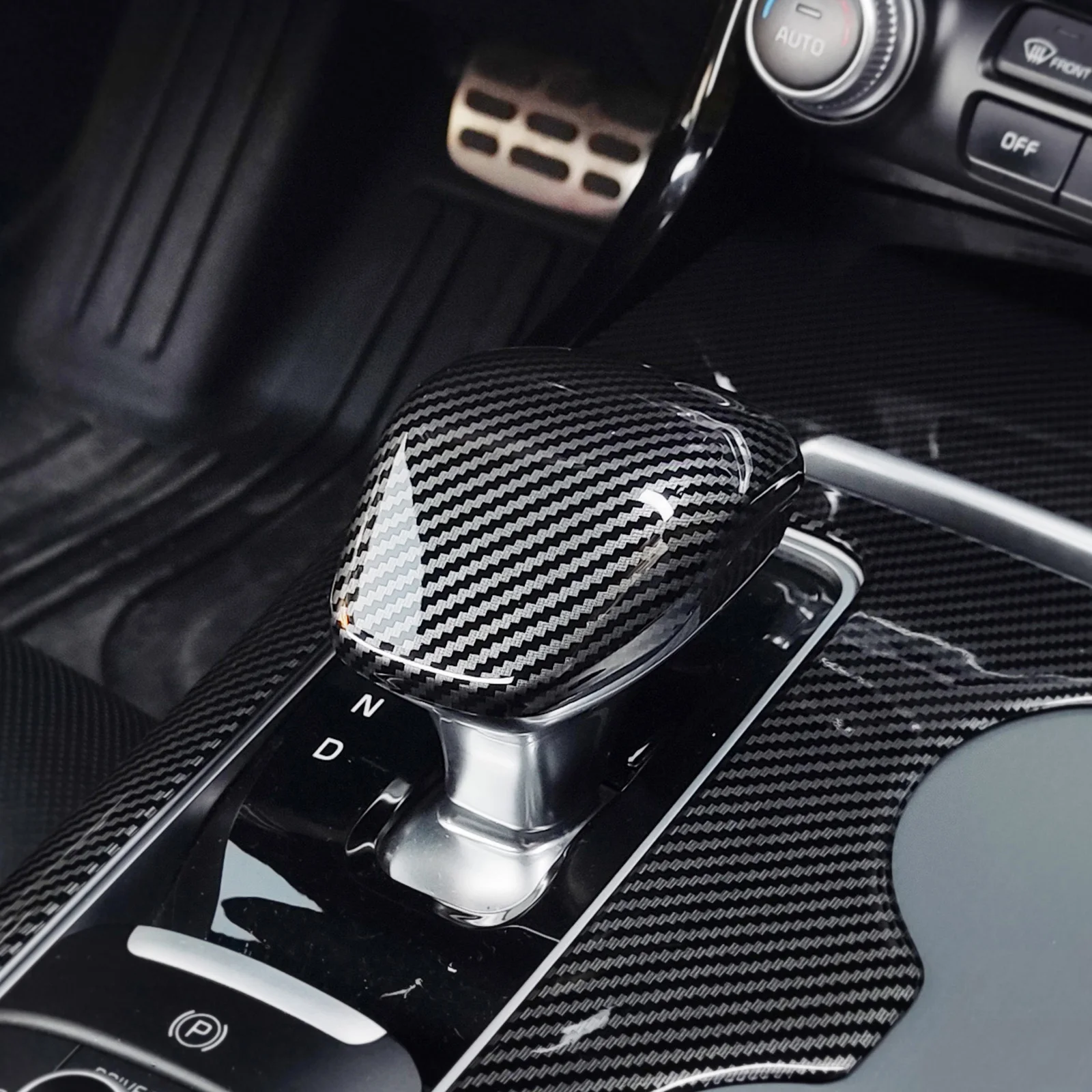 Automotive Console Gear Shift Knob Cover Interior Carbon Fiber Style Stickers For Kia Stinger GT-line GT1