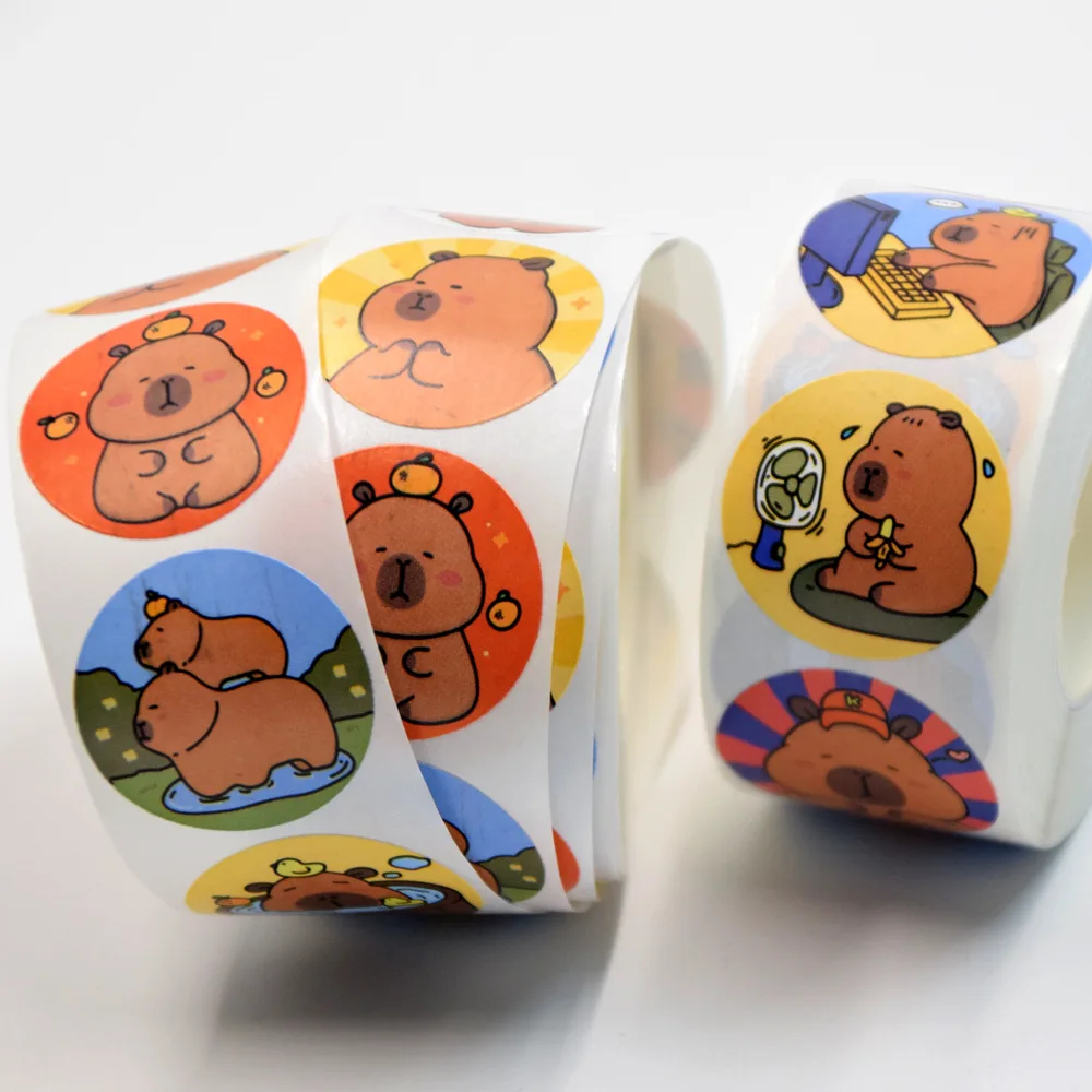 

500pcs/Roll Capybara Sticker Decals Decoration DIY Phone Notebook Suitcase Laptop Fridge Kids Sticker