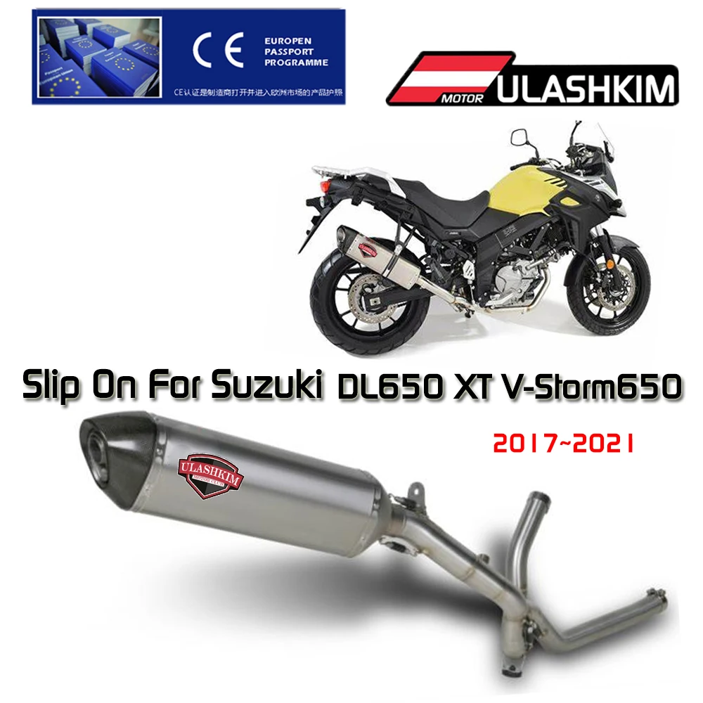 

Slip On For Suzuki DL650 XT V-Storm650 Titanium Alloy Exhaust Sliencer Escapes Muffler 2017- 2021