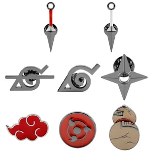 Naruto Akatsuki Bros Pin Konoha Desa Ninja Uzumaki Uchiha Sharingan Shuriken Panah Awan Merah Lencana Anime Aksesoris Hadiah 6 penjualan terbaik senjata rahasia logam - №