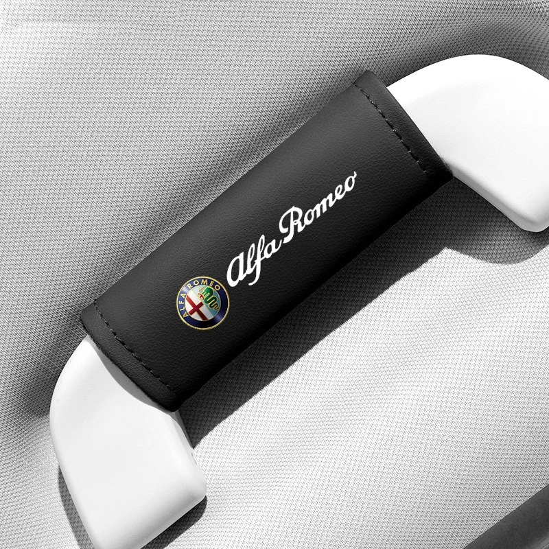 For Alfa Romeo Giulia Stelvio Giulietta 156 159 147 Mito Leather Car Roof Armrest Pull Cover Handle Gloves Protection Accessorie