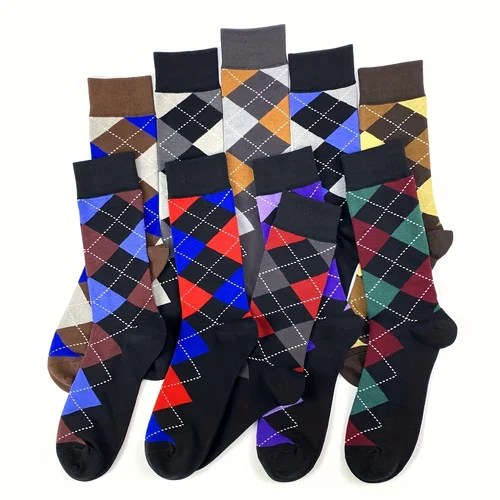 Imagen 2 del producto Calcetines de marca para hombre, calcetines de algodón de alta calidad suaves y transpirables, informal de negocios, ropa de caballero clásico feliz, calcetines de talla grande