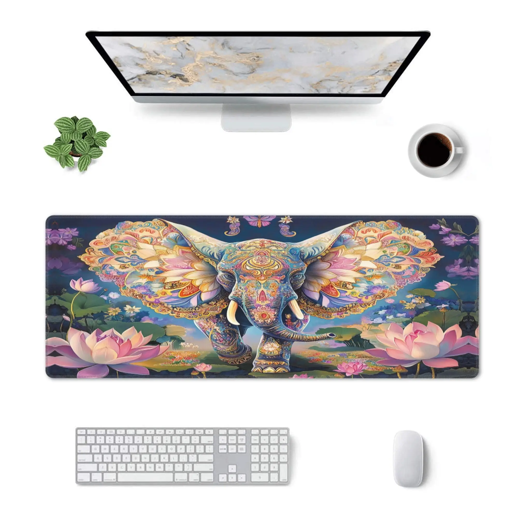 Elephant Pattern Desk Mat, Cute Desktop Decoration, Non-slip and Waterproof Gaming Mouse Pad, The Perfect Gift for Friends.