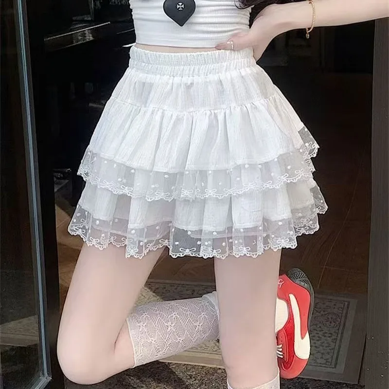 2025 Hotsweet Girls Mini Lace Cake Skirts For Dating Sweet Women's High Waist A-line Short Skirt Streetwear Korean Style Summer