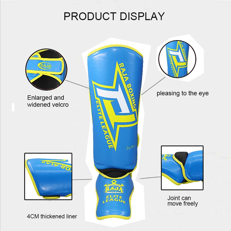 RAJA Shin Guards MMA كيك بوكسينغ فنون الدفاع عن النفس الملاكمة التايلاندية حماية الساق ركلة الملاكمة معدات التايكوندو للجنسين