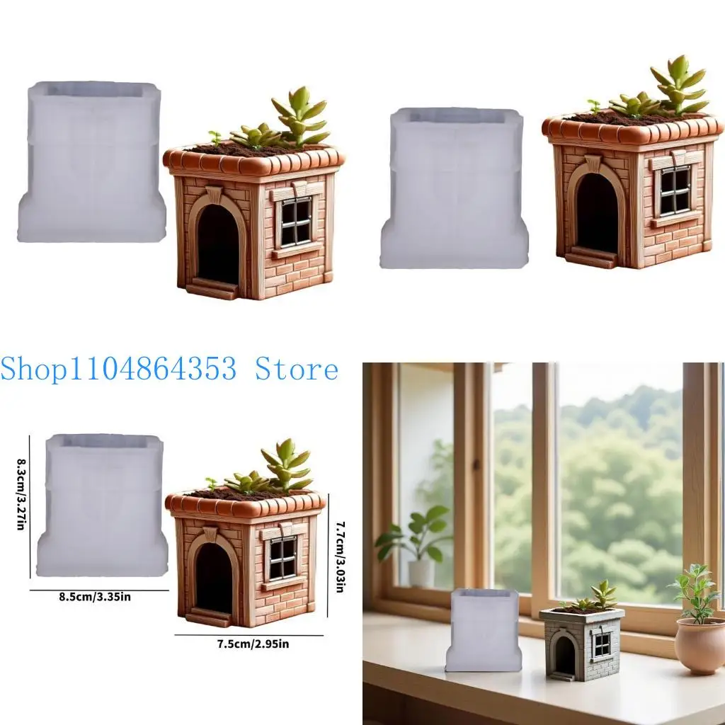 

652F House Design Silicone Craft Mold For DIY Resin Jewelry Organiser Flower Plant Pots Making Home Decoration Projects