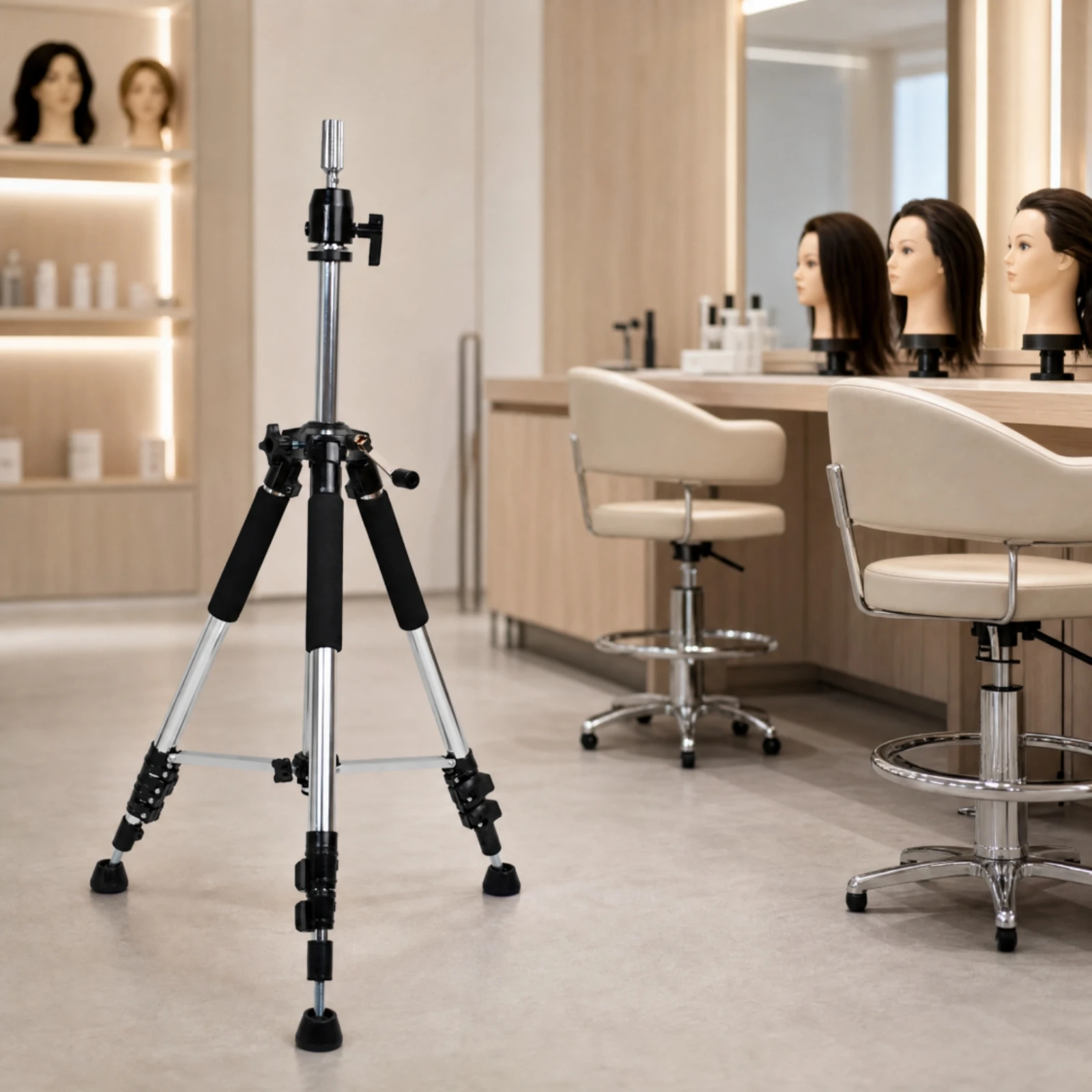 Mannequin Head Tripod Stand Stable Tripod Stand with Height-Adjustable Column Portable Long-Lasting for Hairdressers