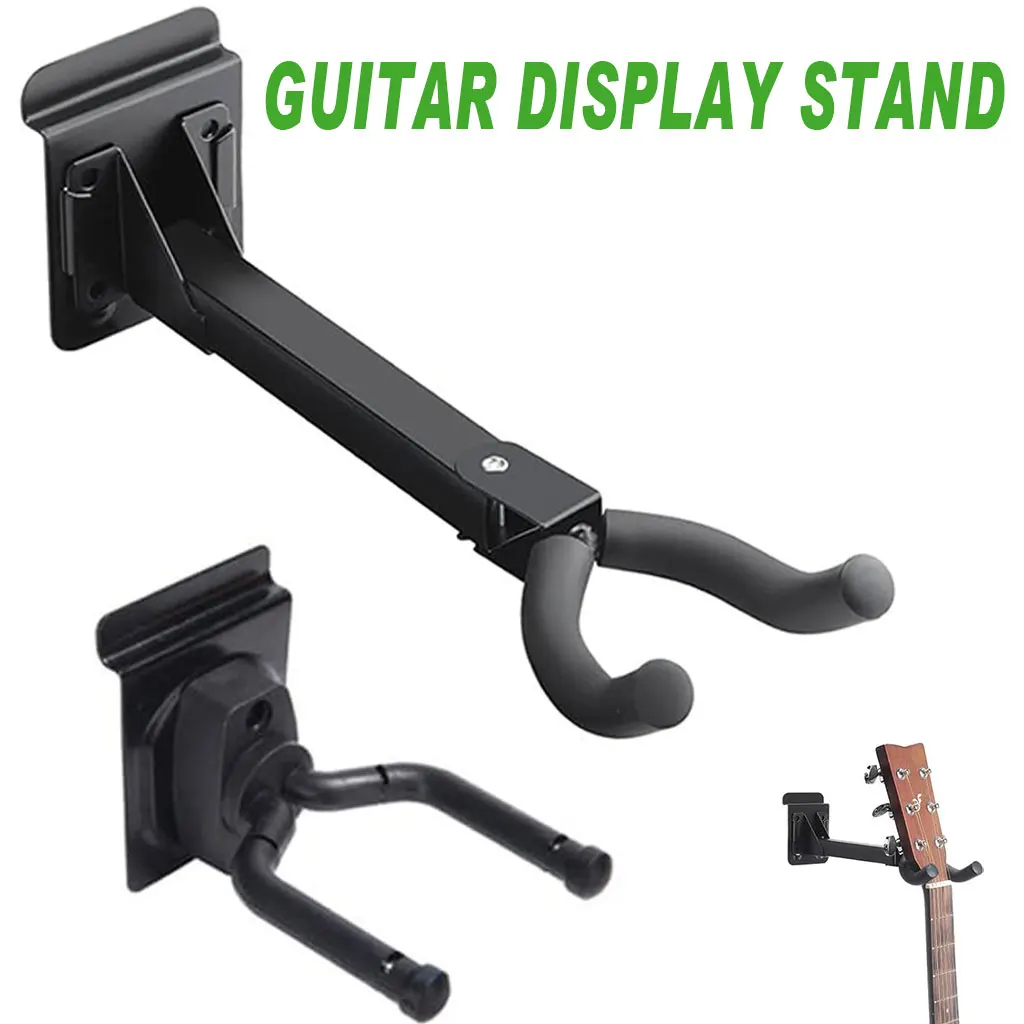 Wandhalterung für Gitarren mit Lamellenadapter - Schwarzer Haken für Akustik-, E-Gitarren & Bass