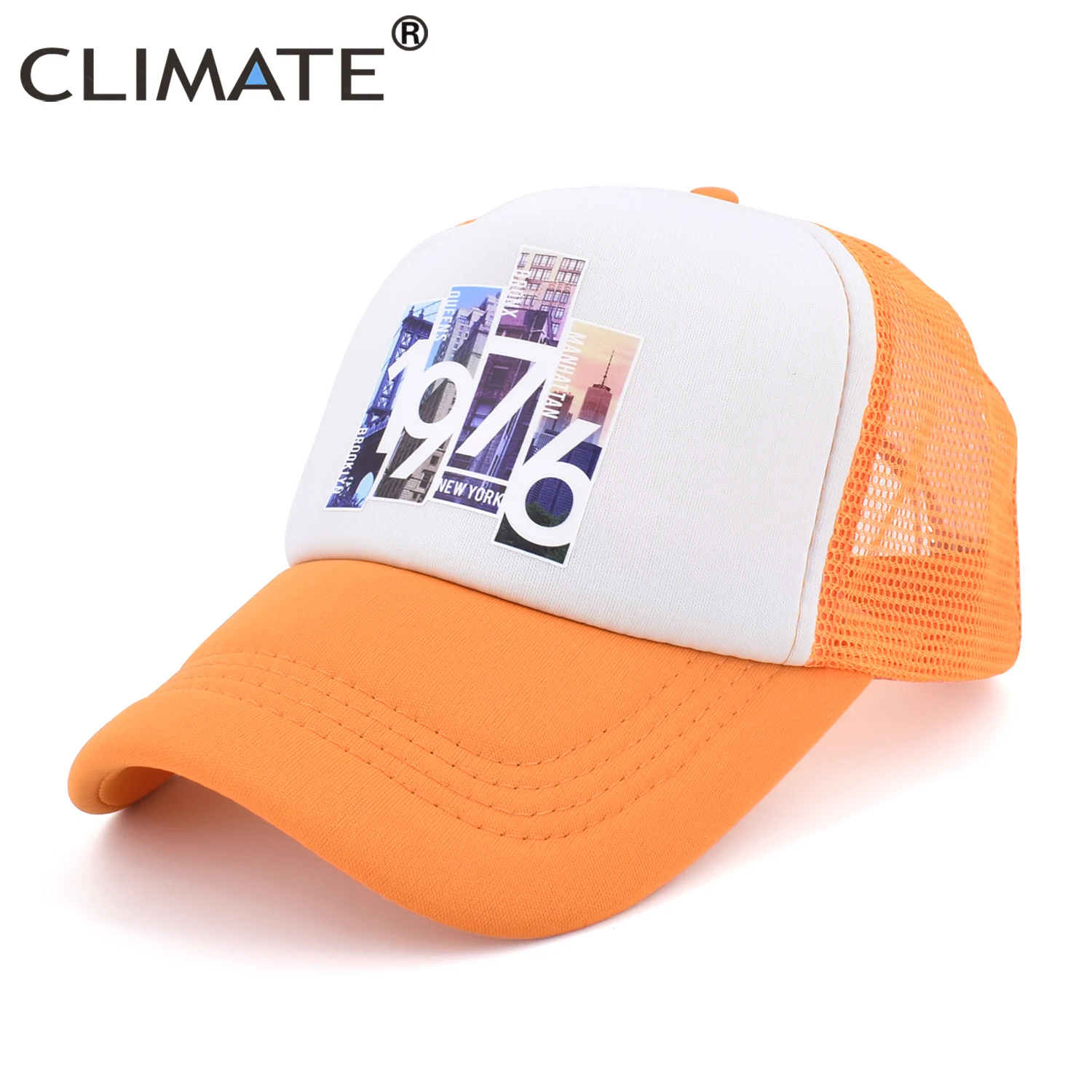 CLIMATE New York 1976 Trucker Cap Hat New York City Street Style Mesh Cap Brooklyn Cool Hip Hop Cap Hat for Men Women Youth