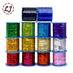 100yd/roll 6mm PET Round Flat Laser Giltter Paillettes Sequins for Crafts Sewing on Cloth Accessory Sequin Trim scrapbooking DIY