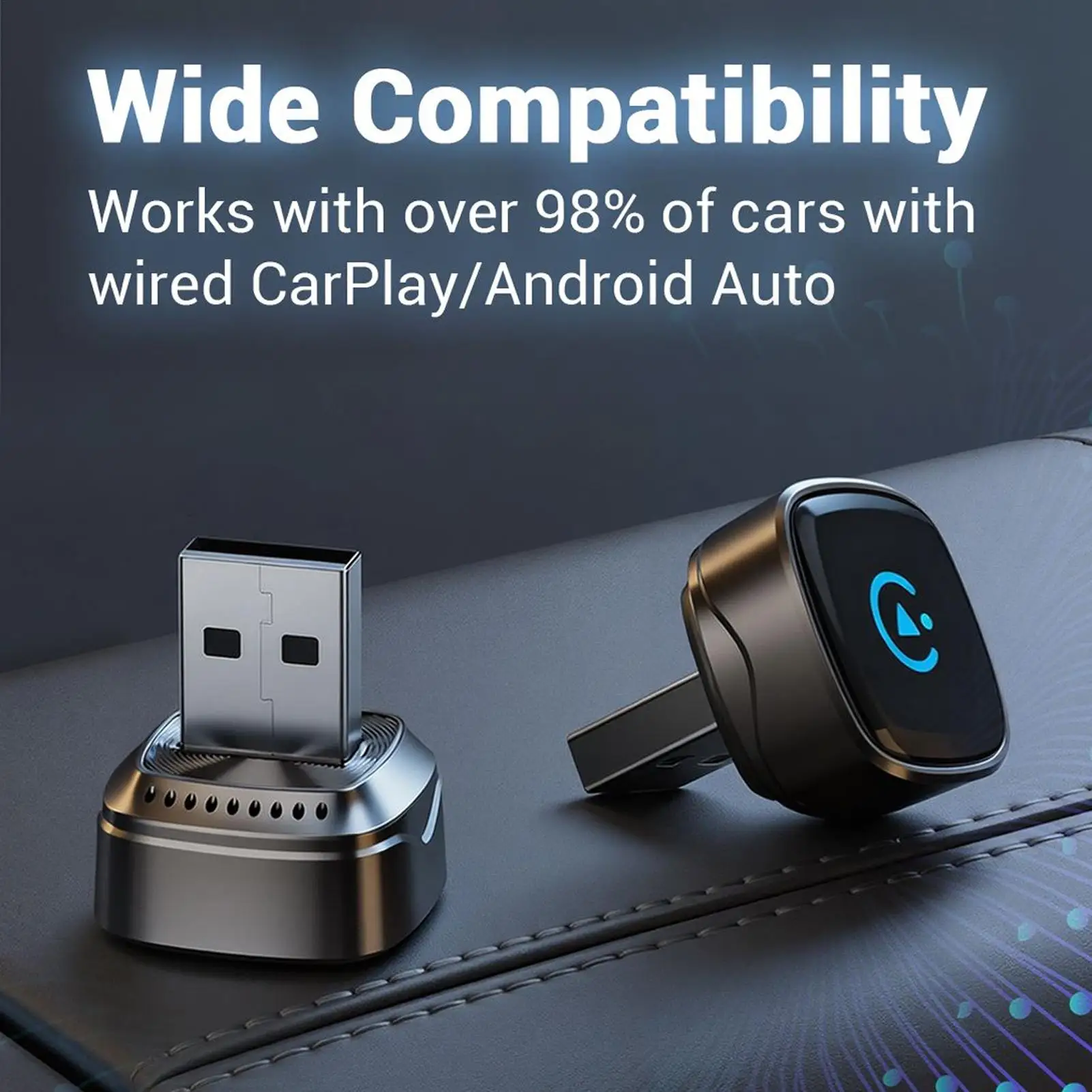 Wired to Wireless Car Converter Electronics Wired To Wireless USB Car Adapter Mini Car Plug and Play Converters for Voice Assist