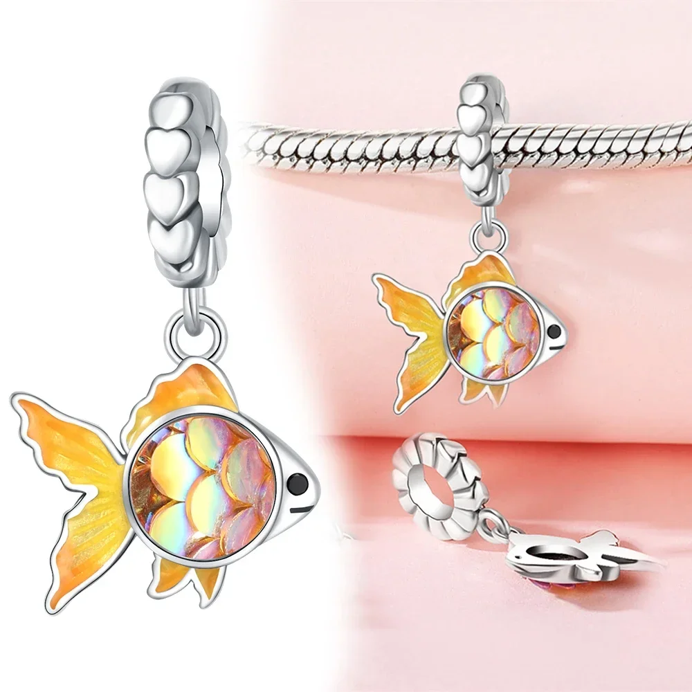 女性のためのスターリングシルバーオーシャンとハートのペンダント,925コレクション,ペンダント,シェルの形をした3D,グラデーション,エポキシ,ジュエリーギフト