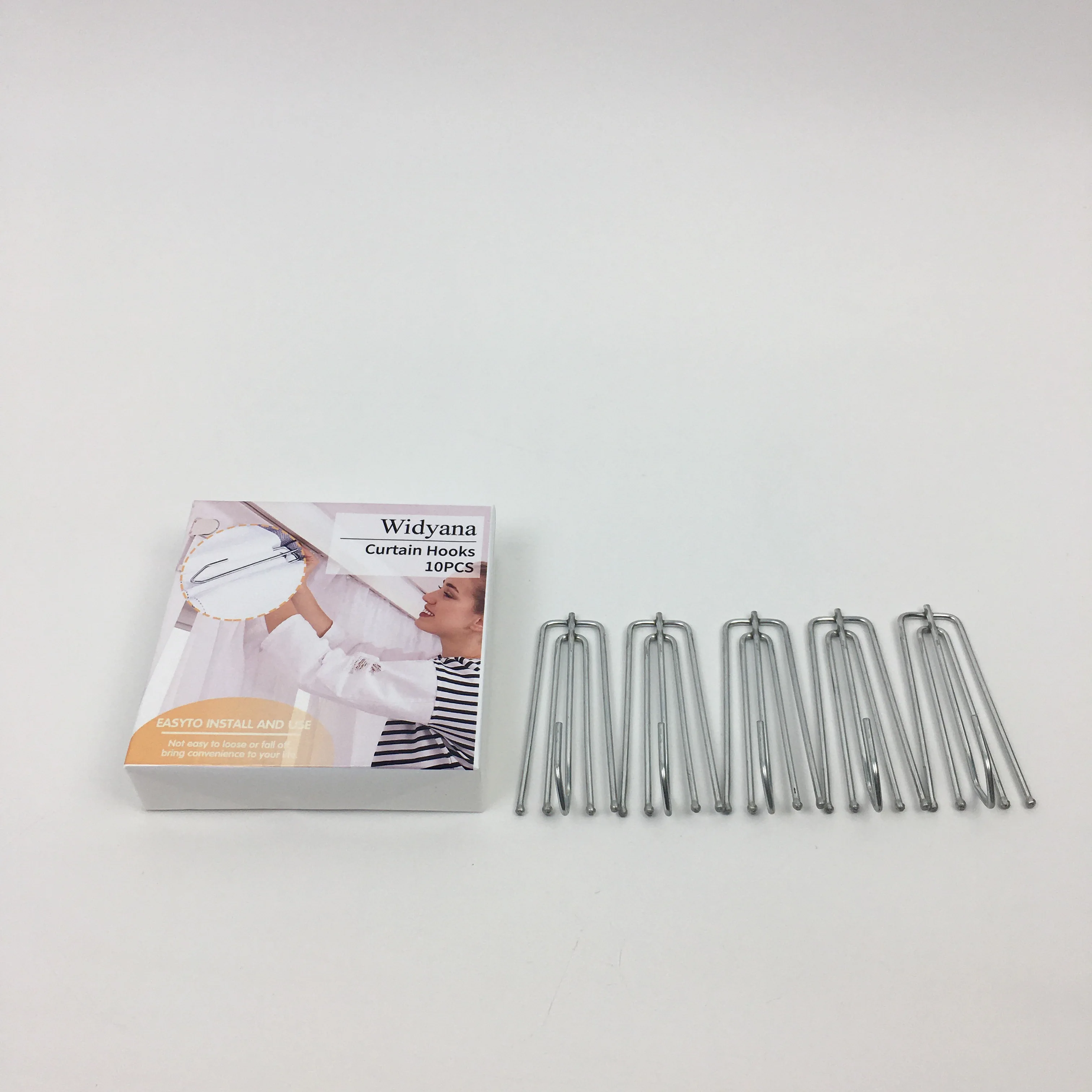 Widyana Curtain Hooks, 10PCS Stainless Steel Pinch Pleat Curtain Hooks 4 Prongs Drapery Hooks for Window