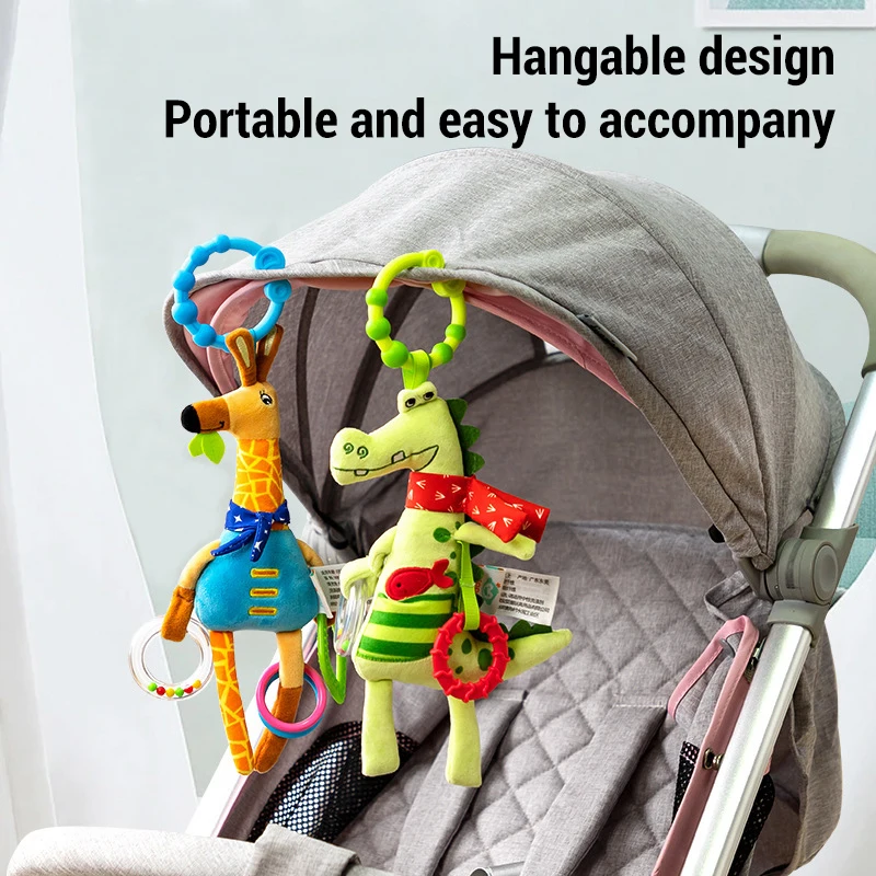 Soft Giraffe Crib Hanging Rattles Toys for Babies 0-24 Months Early Education Development Handle Infant Toys Gifts