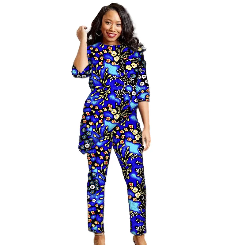 نصف كم قميص نسائي رقعة بانت الملابس الأفريقية مصممة التصميم الأصلي غير المتماثلة هيم ملابس المهرجانات للسيدات