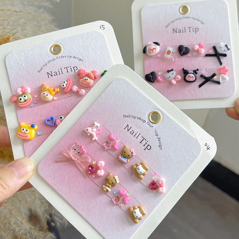 1Bag 3D Cartoon Sanrio Nail Charms Rhinestone Kawaii Kuromi Hello Kitty DIY Crafts Woman Manicure Art Decoration Accessories