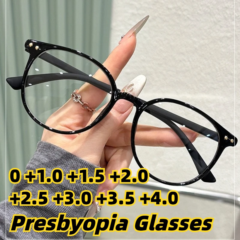 

New Fashionable Round-Frame Anti-Blue Light Presbyopia Glasses Retro High-Definition Comfortable Reading Eyewear 0 To +4.0