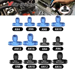Aluminum Flare Tee Fitting AN4 AN6 AN8 AN10 AN12 Female To Male Tee On Side Thread Fitting Adapter Black