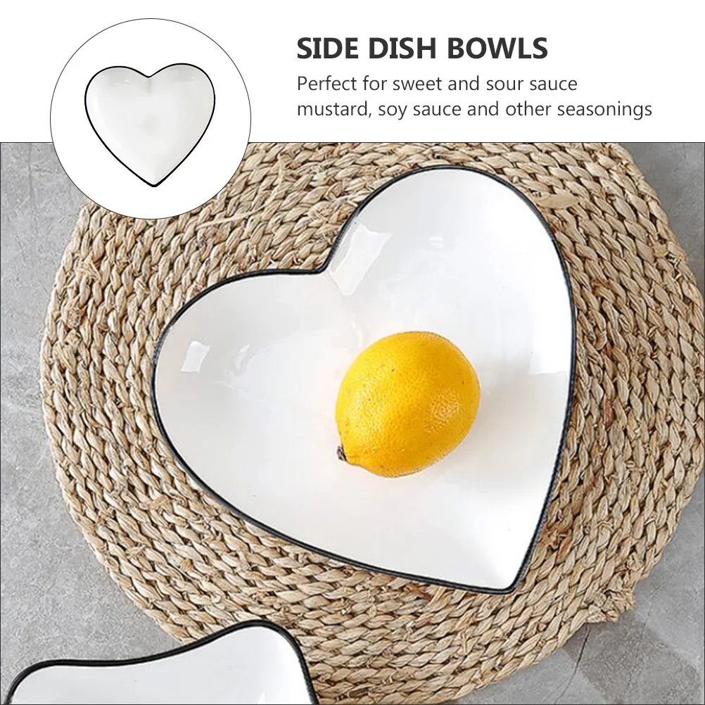 

Dessert Snack Dish Ceramic Fruit Bowl Heart Shaped Serving Nut White Unique Bowls