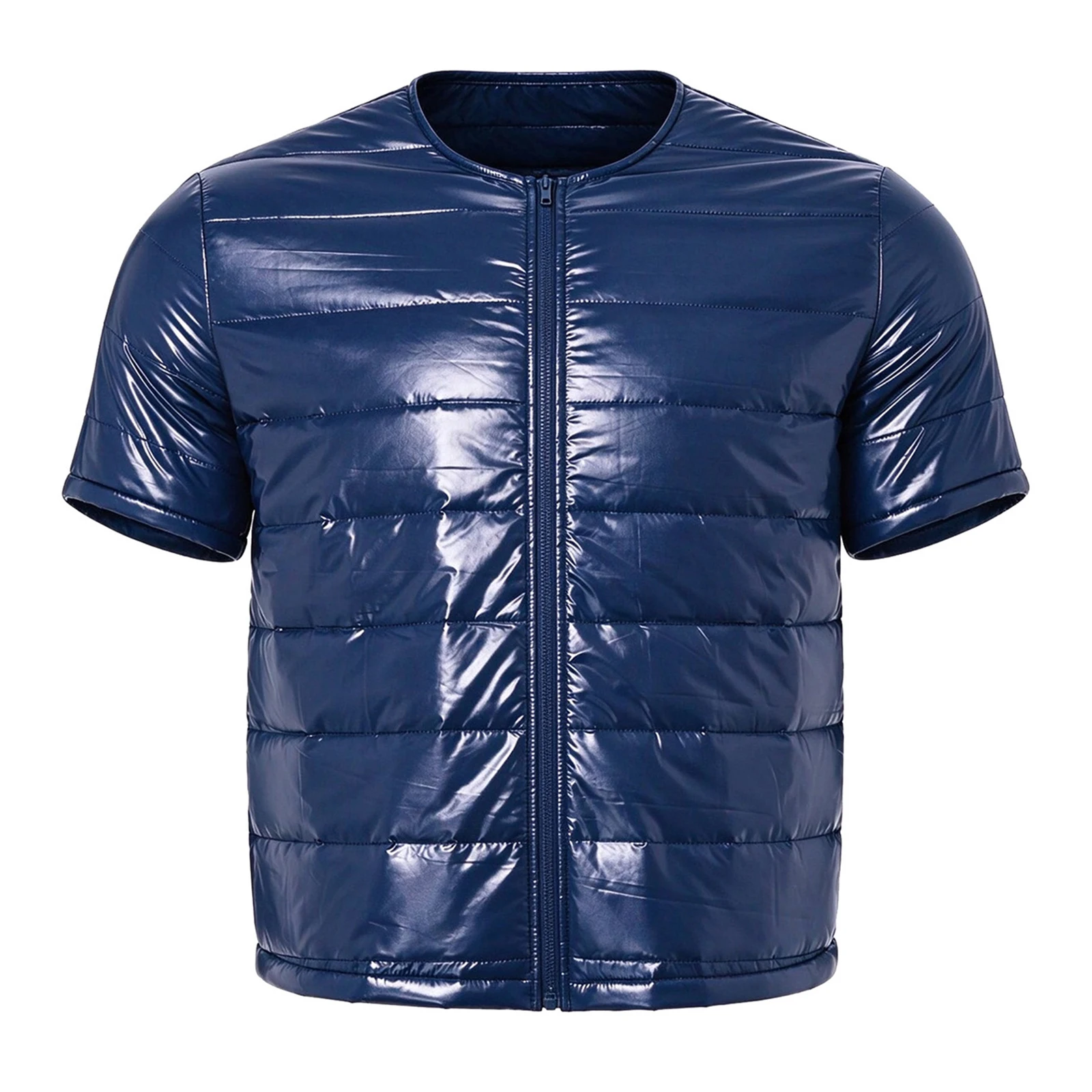 Mens Water-resistant Quilted Jacket Short Sleeve Zipper Front Coat Outerwear for Hiking Trails and Mountain Climbing Camping