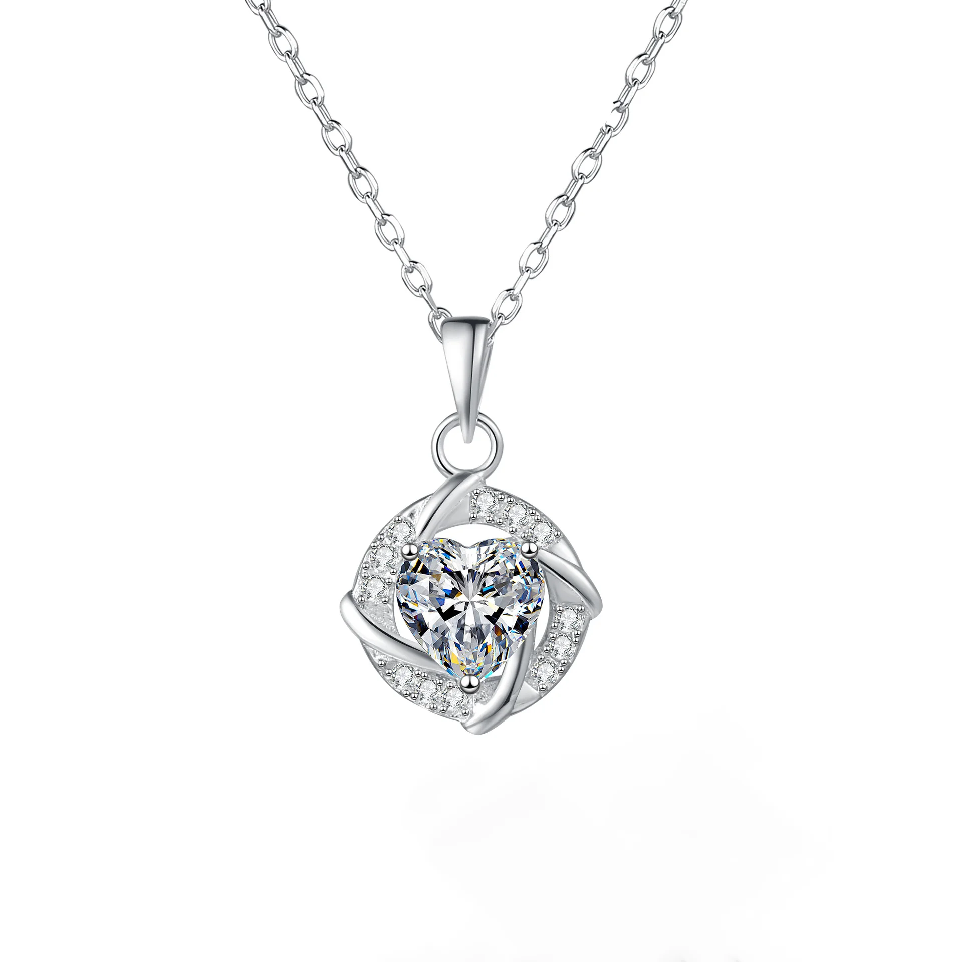 

925 sterling silver moissanite 1 carat necklace, women's love vortex pendant, fashionable and elegant clavicle chain, perfect gi