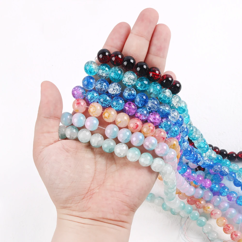 

10mm round beads glass cracked beads colorful pears for DIY bracelet earrings necklace fashion jewelry accessories