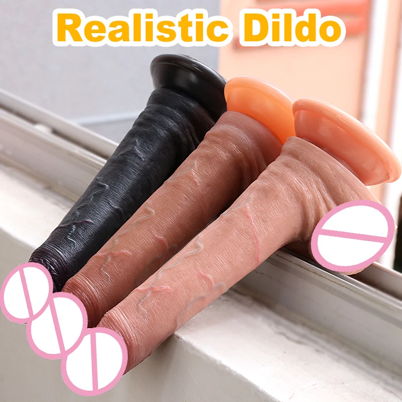 Realistic Veins Dildo Vaginal G-spot Masturbators Soft Penis Erotic Toy for Women Suction Cup Thick Glans Anal Dick Masturbator