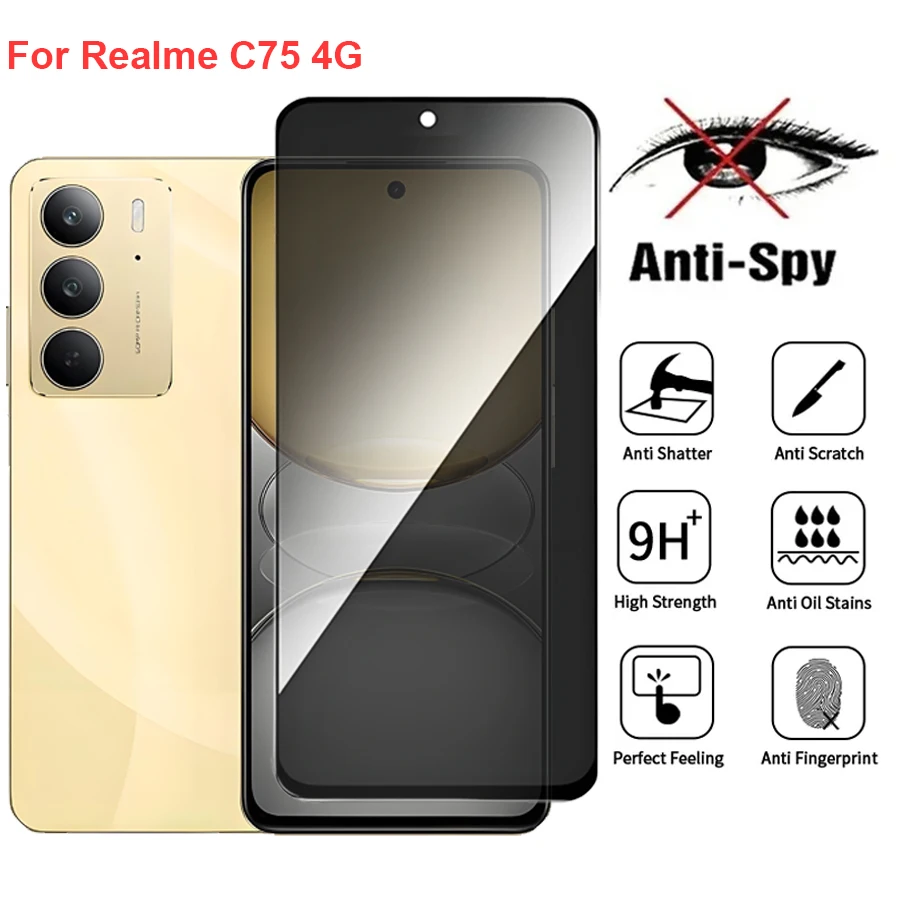 

For Realme C75 4G RMX3941 Anti Spy Privacy Tempered Glass Screen Protector Compatible For RealmeC75 4G Phone Film