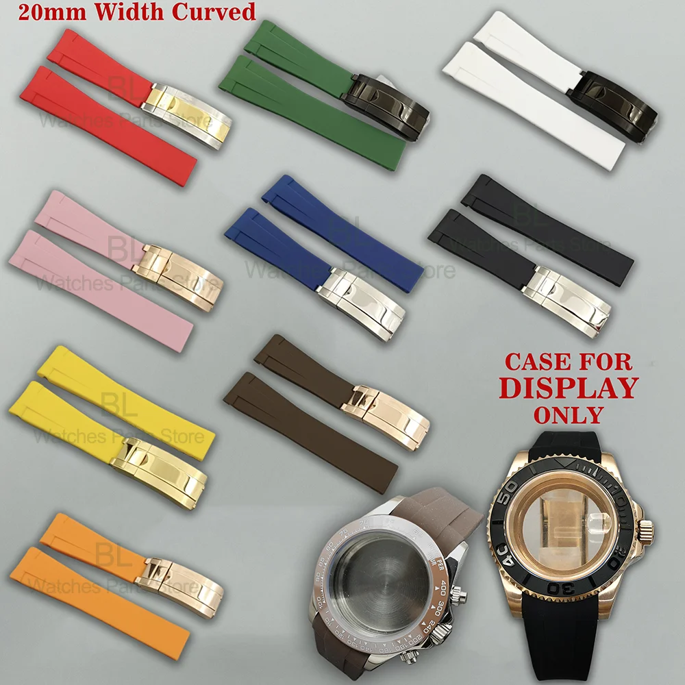 

Мягкий силиконовый ремешок BLIGER 20 мм, изогнутый резиновый ремешок для часов для мужчин и женщин, GMT/Sub, спортивный браслет, складная пряжка, ремешок на запястье