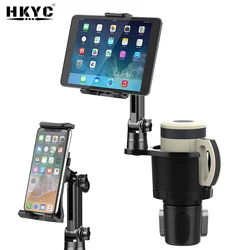 Universal 2 in 1 Car Cup Holder Tablet Automobile Mount Cradle for iPad Pro 12.9 Air 2019 Mini 4 for Samsung tab S7 plus 12.4