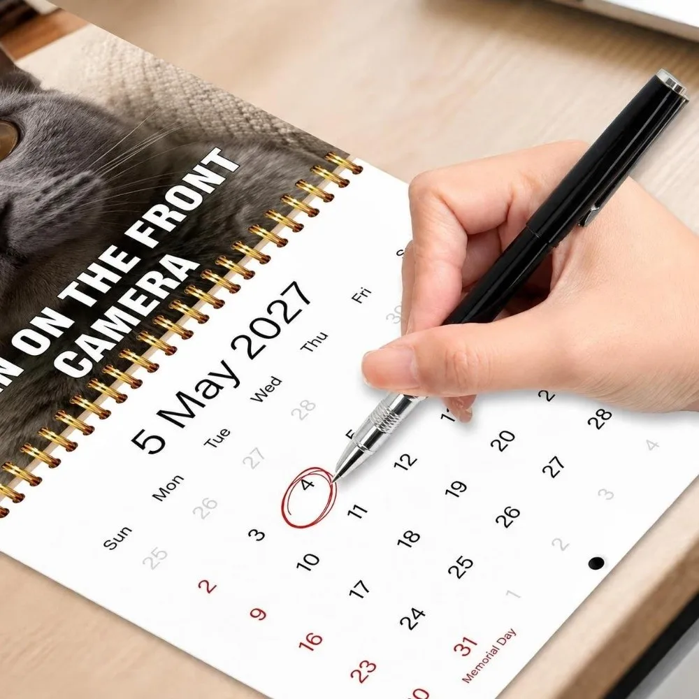 Vivid Spiral Bound Dog Calendar Dog Theme 12 Month Wall Calendar Hanging Hole Funny Print Monthly Calendar Christmas Gift