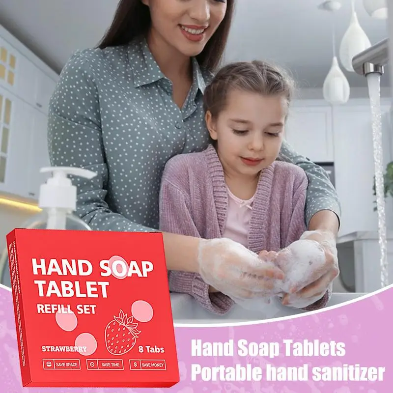 Foaming Hand Soap Tablet 8pcs Foaming Hand Wash Tablet Refills Refreshing Fragrance Hand Washing Tool For Business Trip Travel