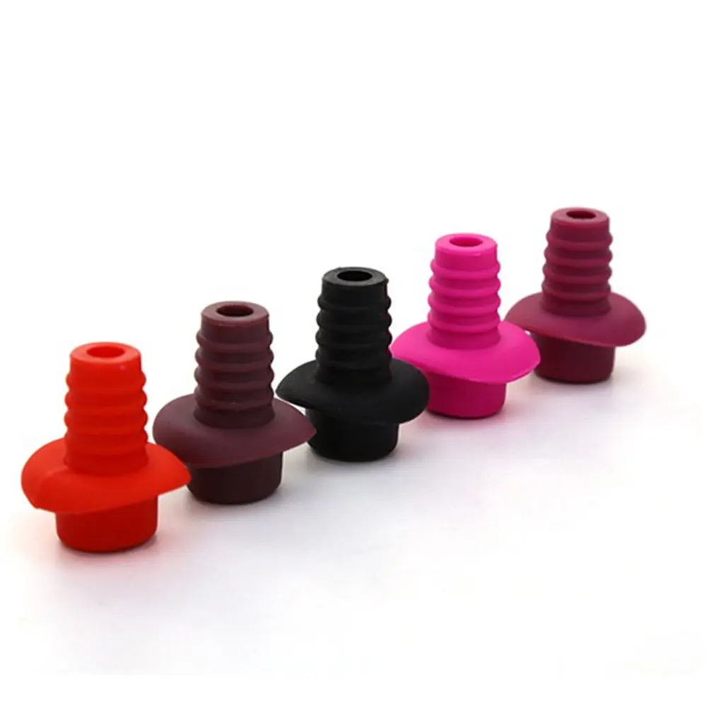 5Pcs Premium Silicone Bottle Stopper Wine Closure Set Hat Style Airtight Seal Preserves Flavor Prevents Oxidation for All Bottle