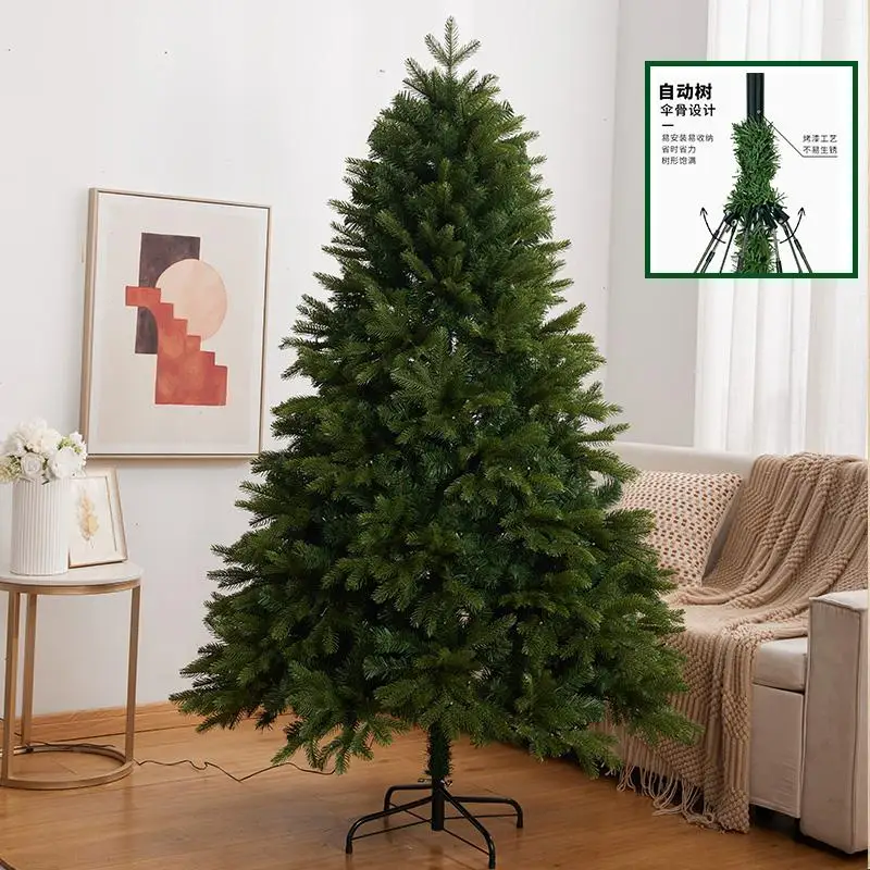 PE Encrypted Mixed Branch Automatic Christmas Tree 2.4M 3M High End With Light Hotel Shopping Mall Holiday Decoration