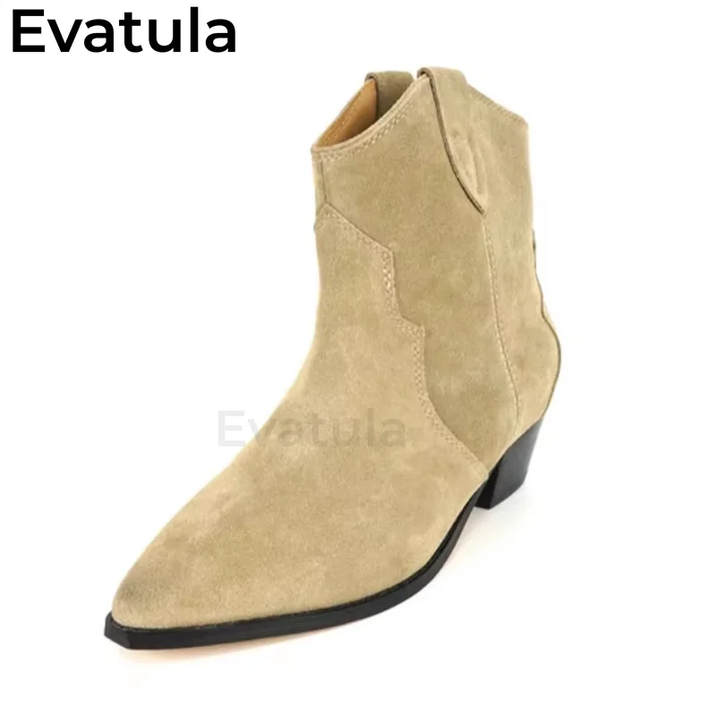 Botines de tacón grueso con punta puntiaguda para mujer, botas Chelsea de efecto antiguo, botas clásicas de caballero vaquero, gran oferta, Invierno