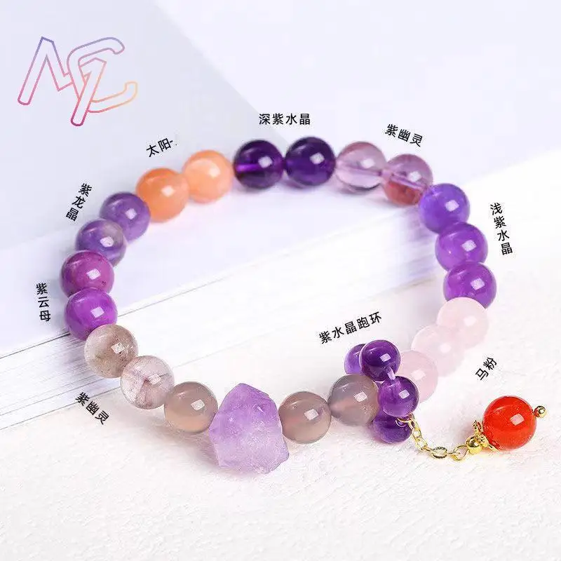Natural Amethyst Crystal Bracelet Jewelry Luxury Beads Bangle Designer Talismans Vintage Real Jade Amulet Gifts for Women view 4