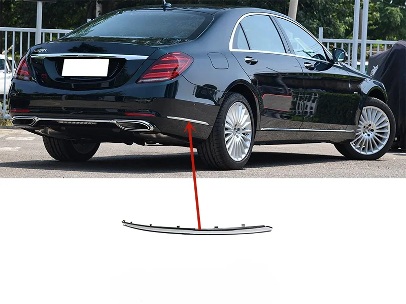 Chrome Rear Bumper Molding Trims for Mercedes W222 S-Class 4Matic S320 S350 S450 S500 S560 2018-2020