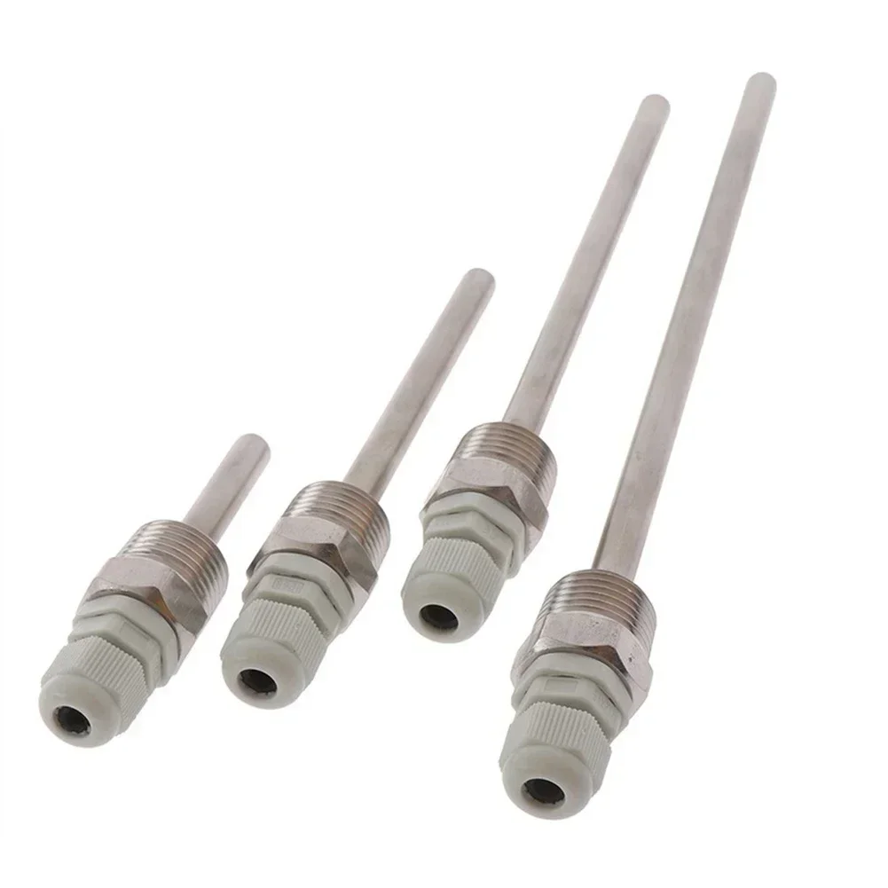 30-200mm Thermowell 304 Stainless Steel 1/2 Thread For Temperature Sensor Stainless Steel Probe Water Tank Protective Case