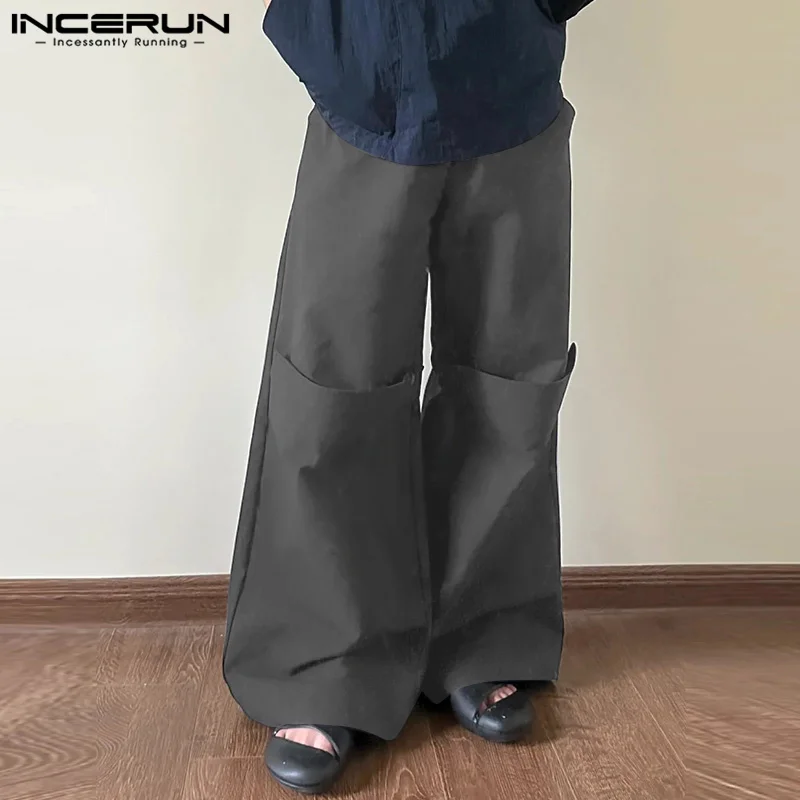 INCERUN 2024 Korean Style Pantalons Stylish Men Deconstruction Design Solid Pants Casual Streetwear Male Wide Leg Trousers S-5XL