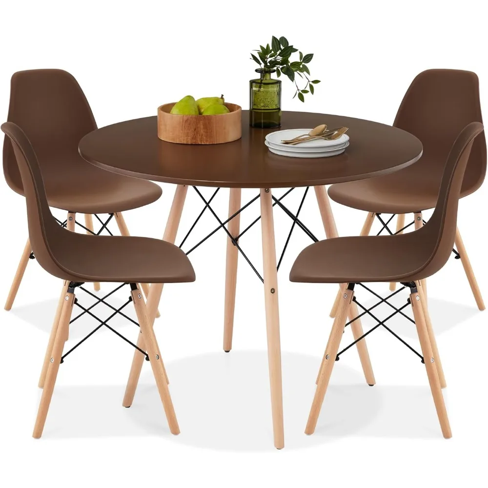 طقم طعام مكون من 5 قطع، طقم طاولة وكرسي حديث مدمج في منتصف القرن للمنزل، شقة مع 4 كراسي، بلاستيك S