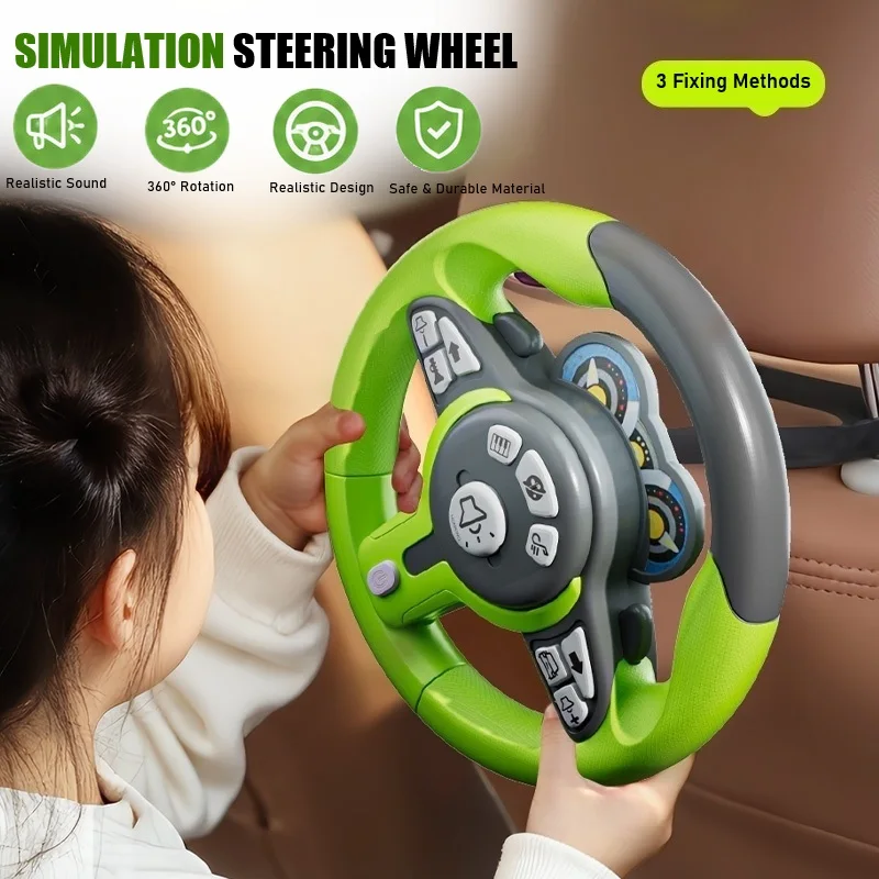 Kids' Car Simulation Steering Wheel Toy Fun Anywhere With Sound Co-Pilot Educational Children Gift For Christmas Spring Festival