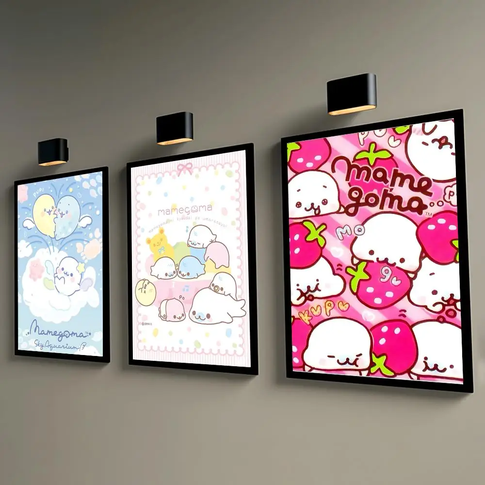 Kawaii Cartoon M-Mamegoma CUTE DIY Sticky Poster DIY Sticky HD Wall Decor Anti-wrinkle for Bedroom room Family Life Pet anime