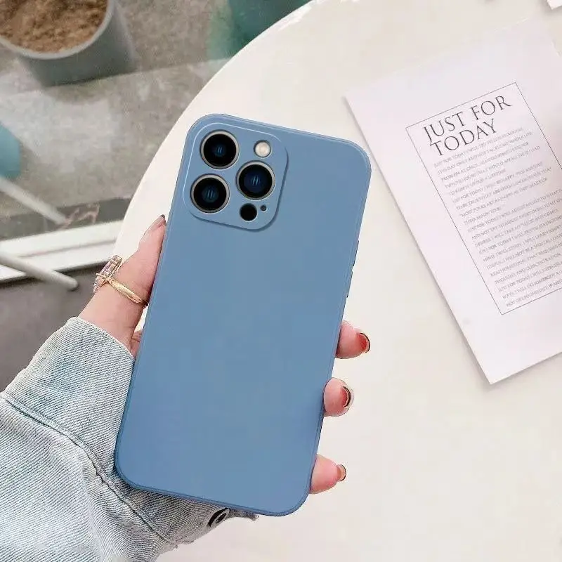 Flüssige Silikon-Handyhülle für iPhone 11 12 13 14 15 16 Pro Max 13 Mini 14 Plus 16e reine Farbe matte stoßfeste Rückseite – Detail 9