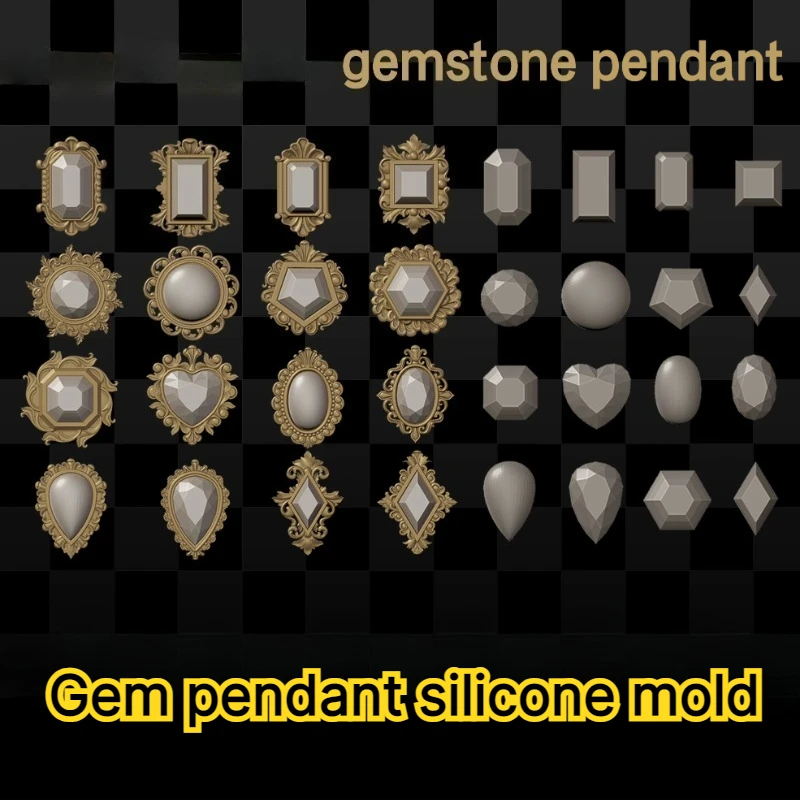 Gemstone Pendant Silicone Mold Multi‑Shape Cabochon Bezel Resin Casting Mold for UV Epoxy Resin DIY Jewelry Making Accessories