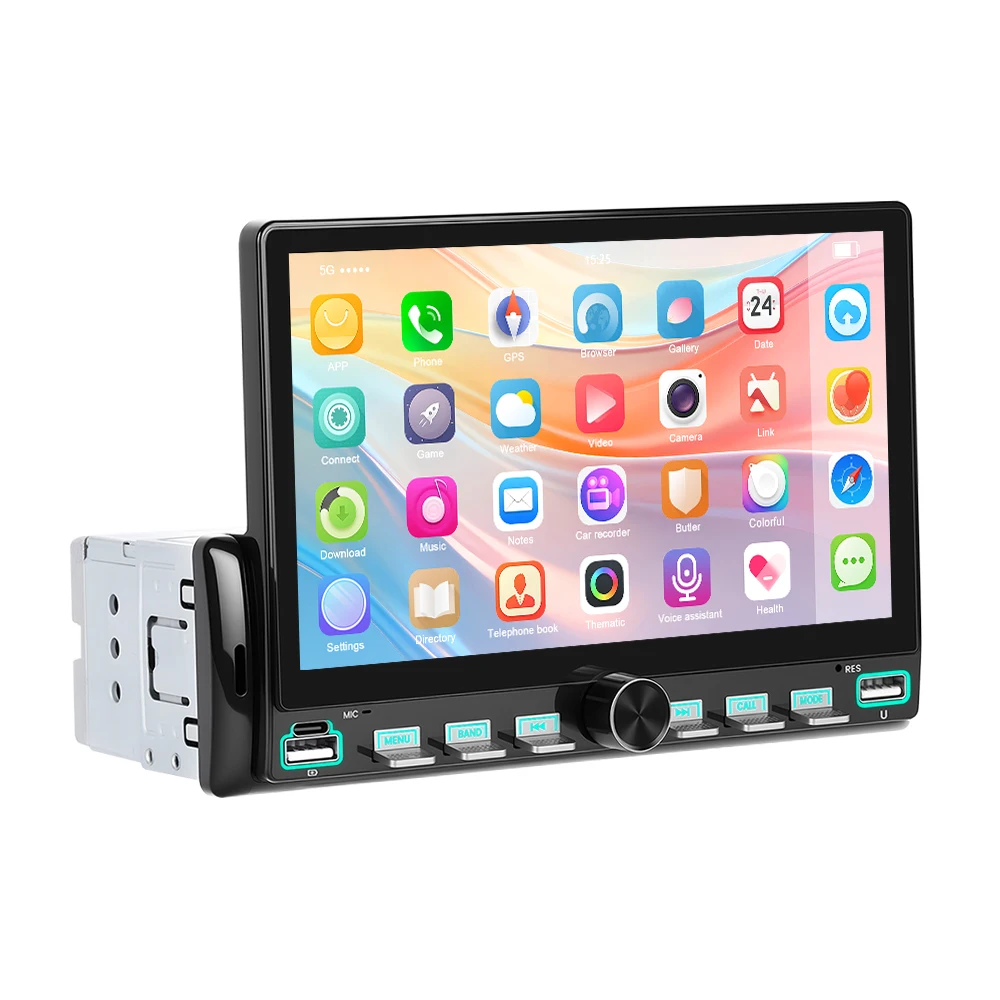 Podofo 7 Zoll 1-DIN-Autoradio mit kabelgebundener Mirror-Link-Funktion, Bluetooth, IPS-Bildschirm, FM-EQ, USB, Multimedia-Videoplayer